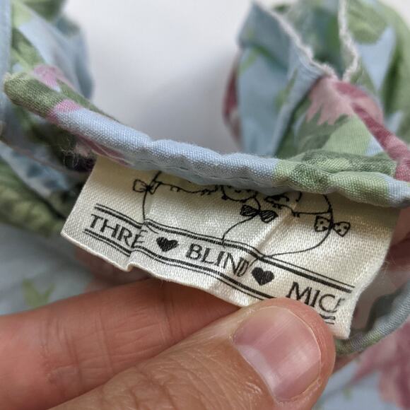 Vintage Bubble Romper Baby Girls Size 12m Three Blind Mice  Blue Floral Spring - Picture 4 of 5